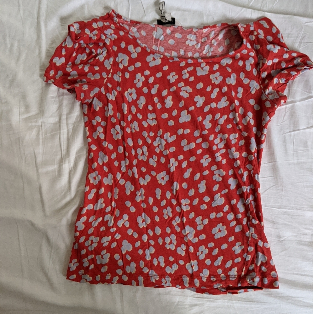 LAST CHANCE BCBGeneration Red Polka Dot Cap Sleeve Tee